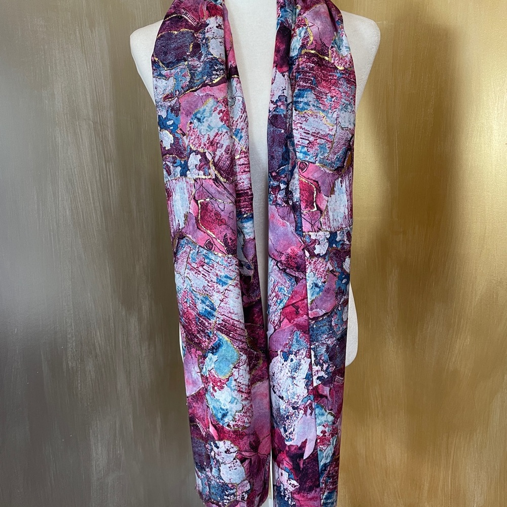 Italian Scarf Cashmere Wool Pink Abstract